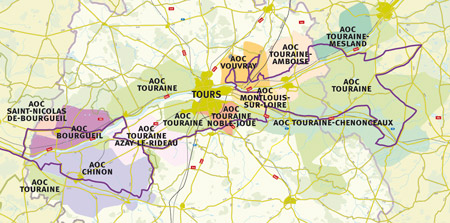Carte des vins aoc de touraine
