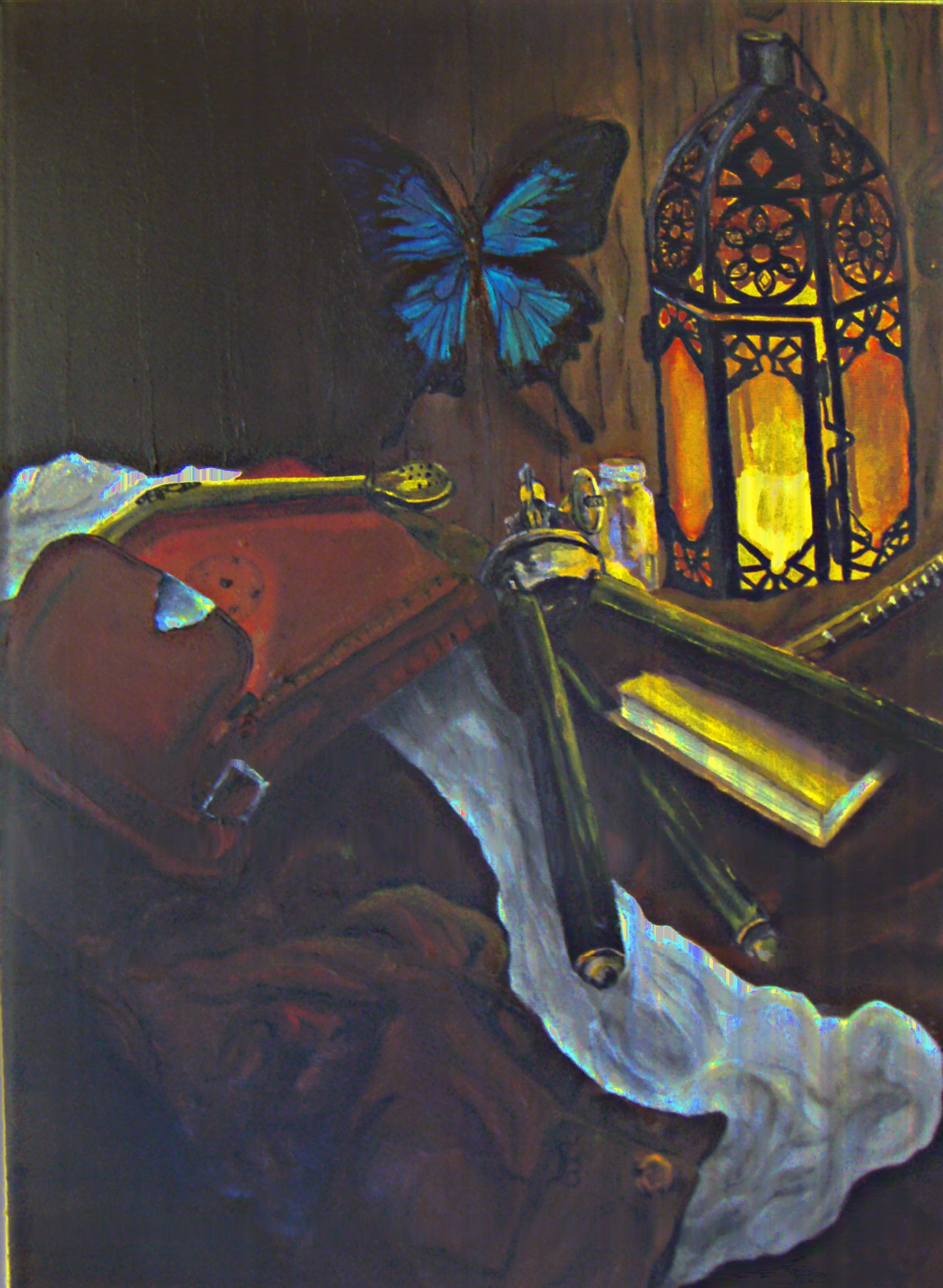 Le papillon huile sur toile 30 par40cm