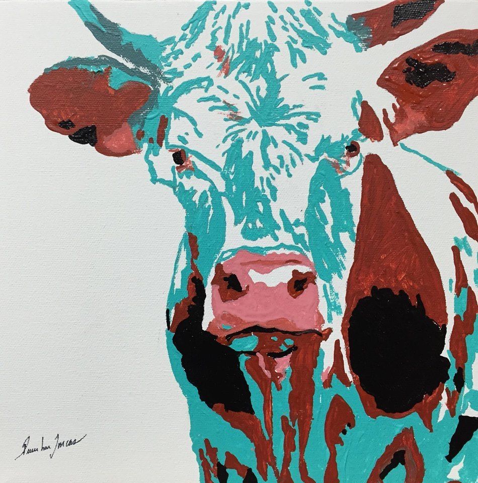 Vache Pop Art, 10"x10" sur toile de type galerie. À vendre