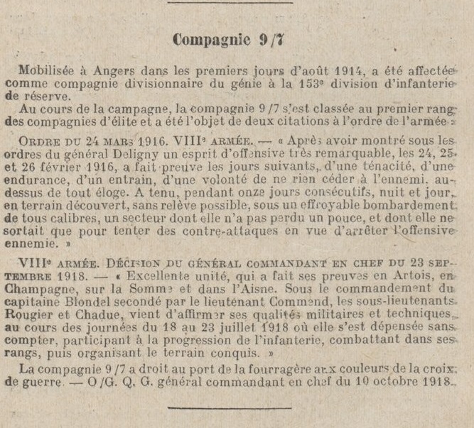 Compagnie 9 7 Acte fev mars 1916