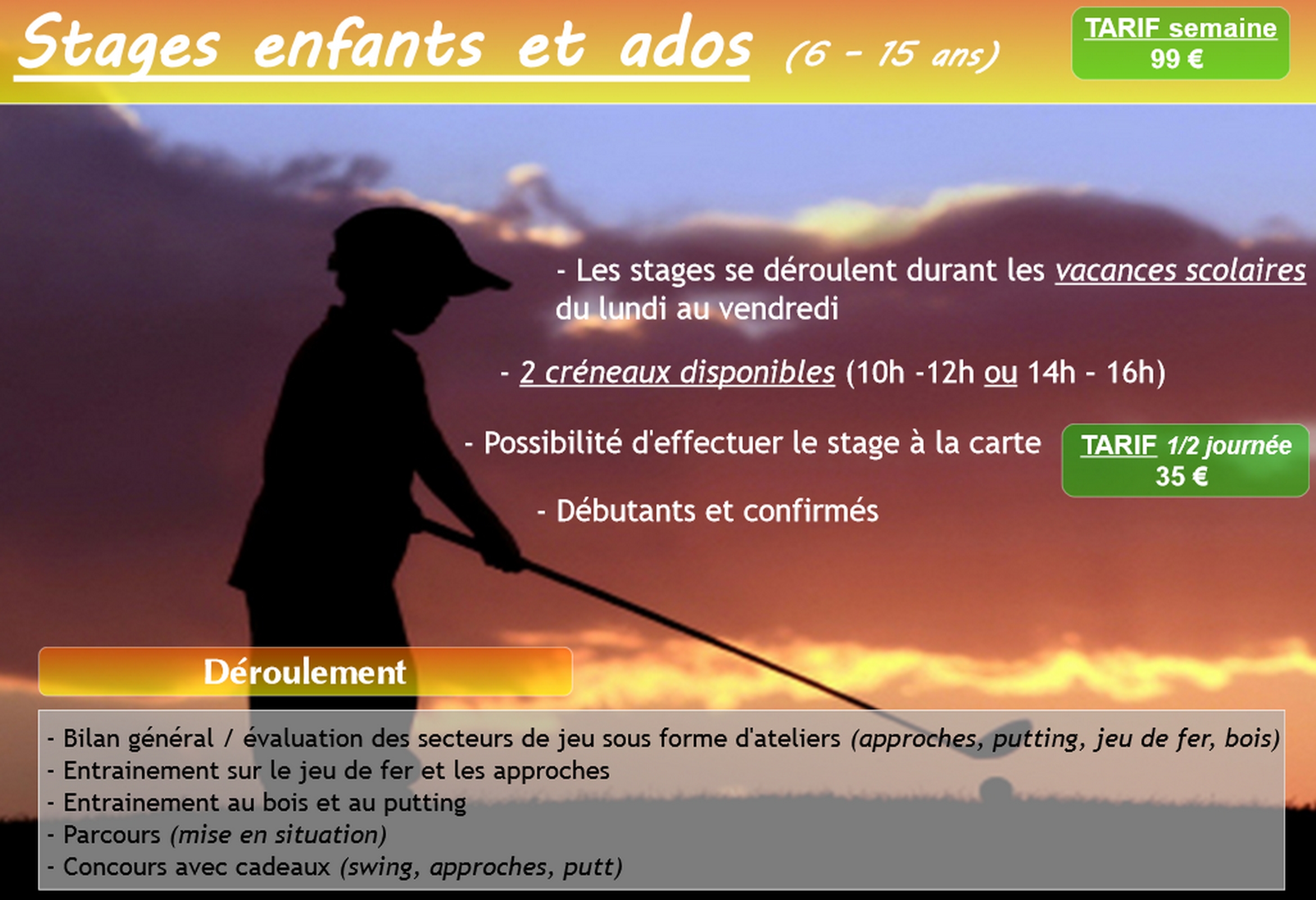 Stages de golf enfants - juniors Marseille - Débutants et confirmés
