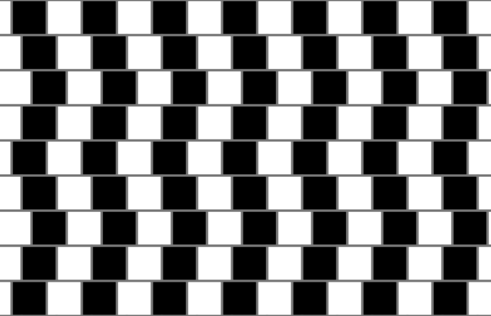 Cette illusion d'optique fait apparaître ces droites parallèles comme des courbes. Pour créer cette illusion, les colonnes de carreaux sombres et clairs sont légèrement décalées à chaque rang pour former une ondulation. Il est nécessaire, pour que l'illusion s'opère, que chaque brique soit entourée d'un mortier, idéalement de teinte intermédiaire à celles des carreaux.