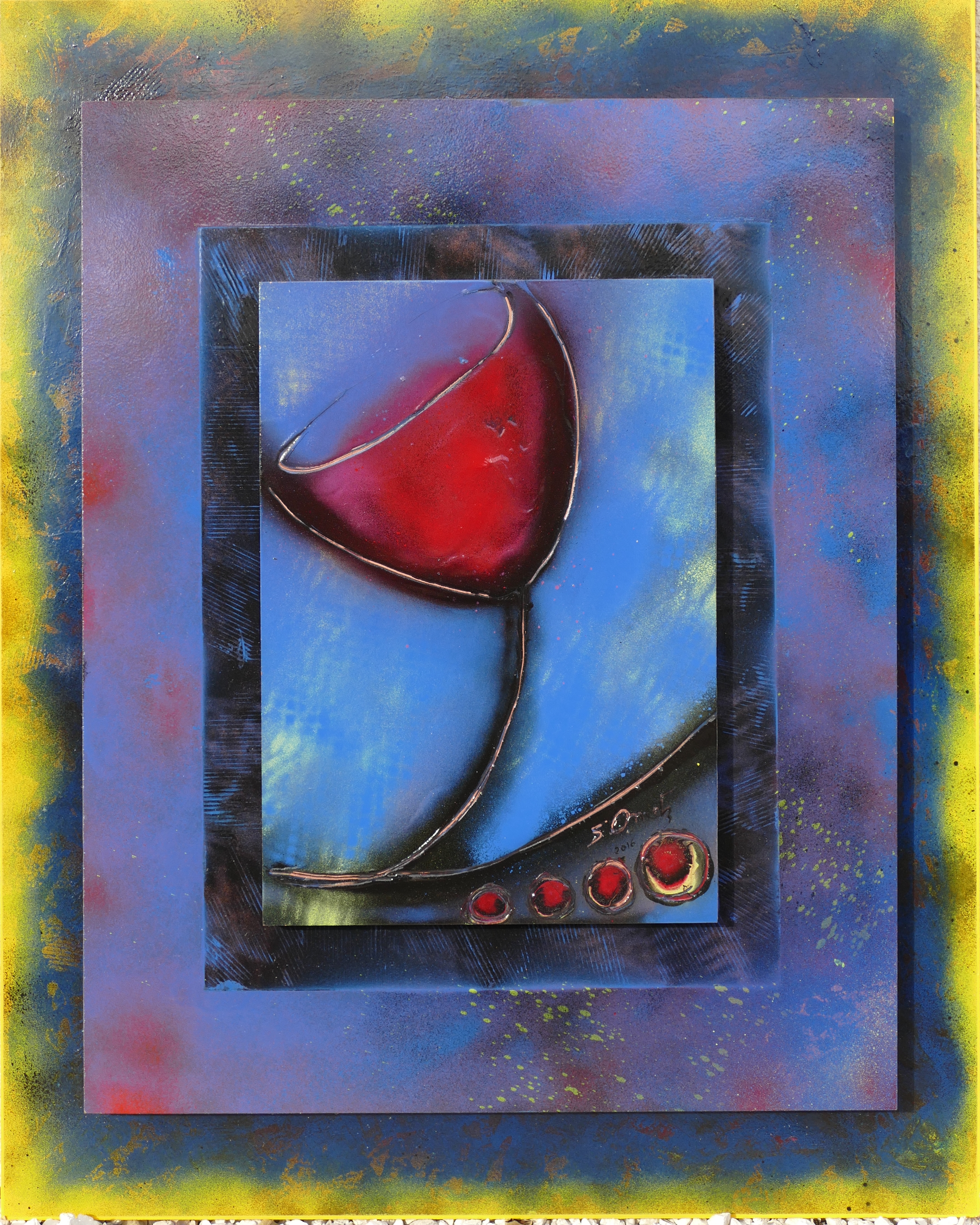 Verre de rose de sylvie ometz 100 x 80
