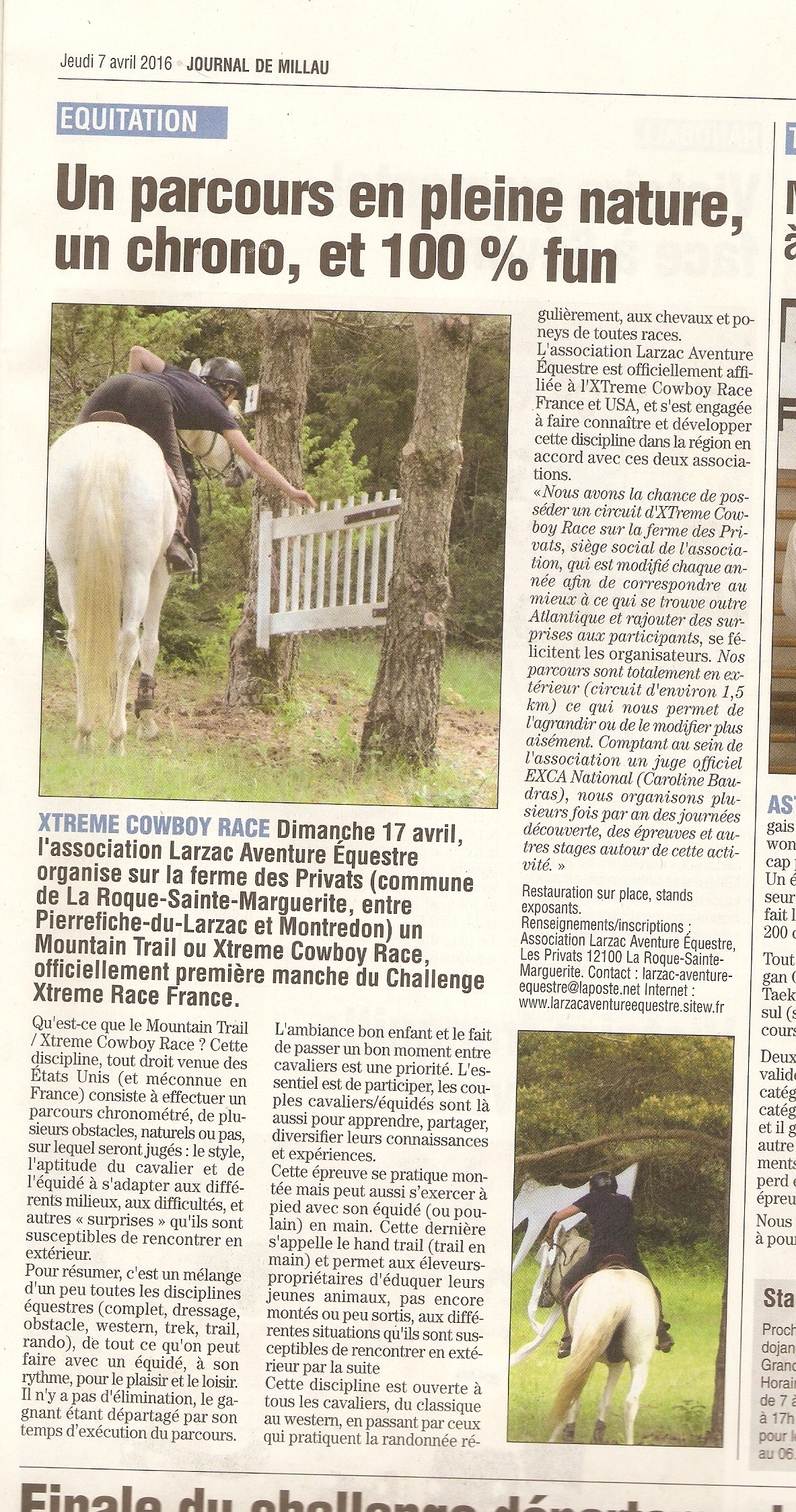 Article du Journal de Millau le 14/04/2015