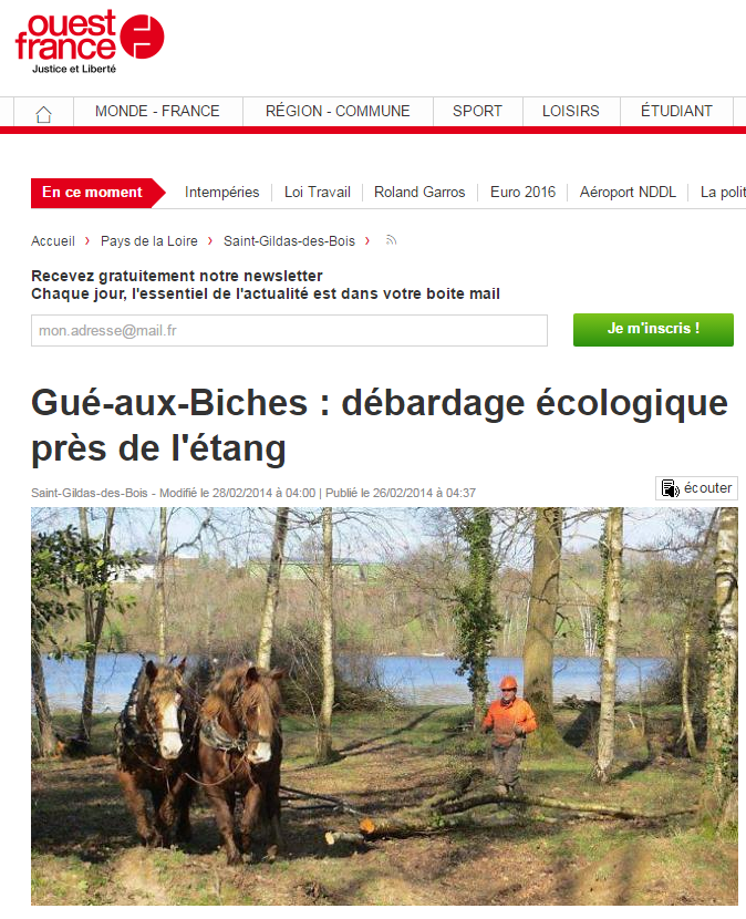 Article ouest france gue aux biches