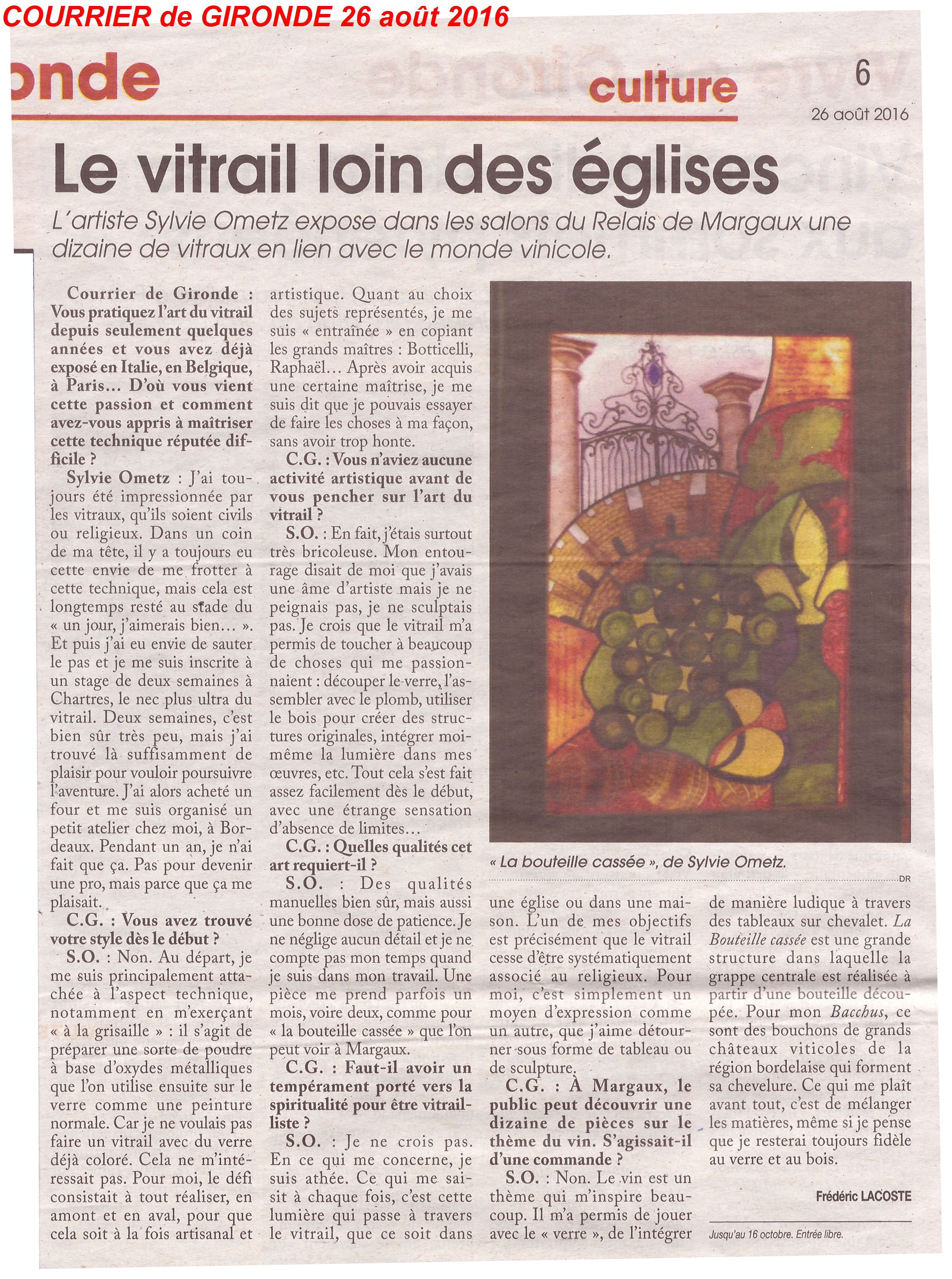 Le courrier de gironde 26 aout 2016