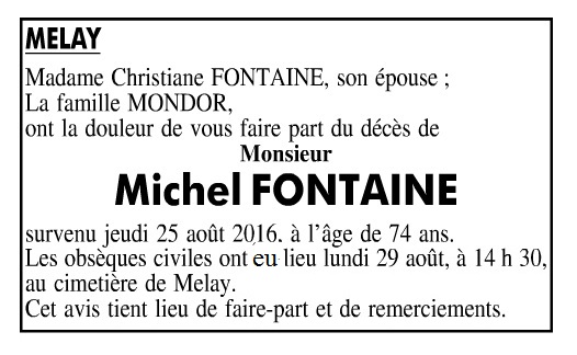 Deces michel fontaine