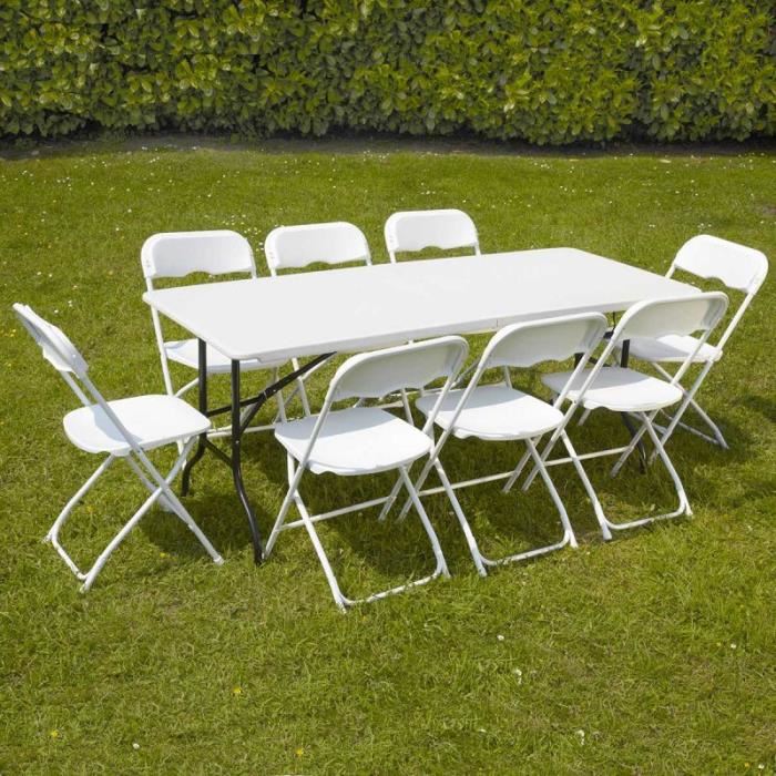 Ensemble table et chaise pliante 8 personnes