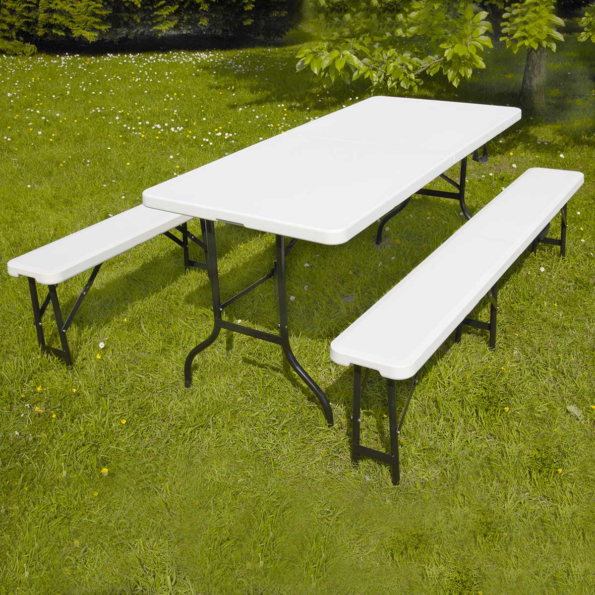 Lot 1 table et 2 bancs
