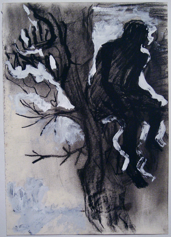 Sans abri dans l'arbre, 2009
fusain et gouache 20/30