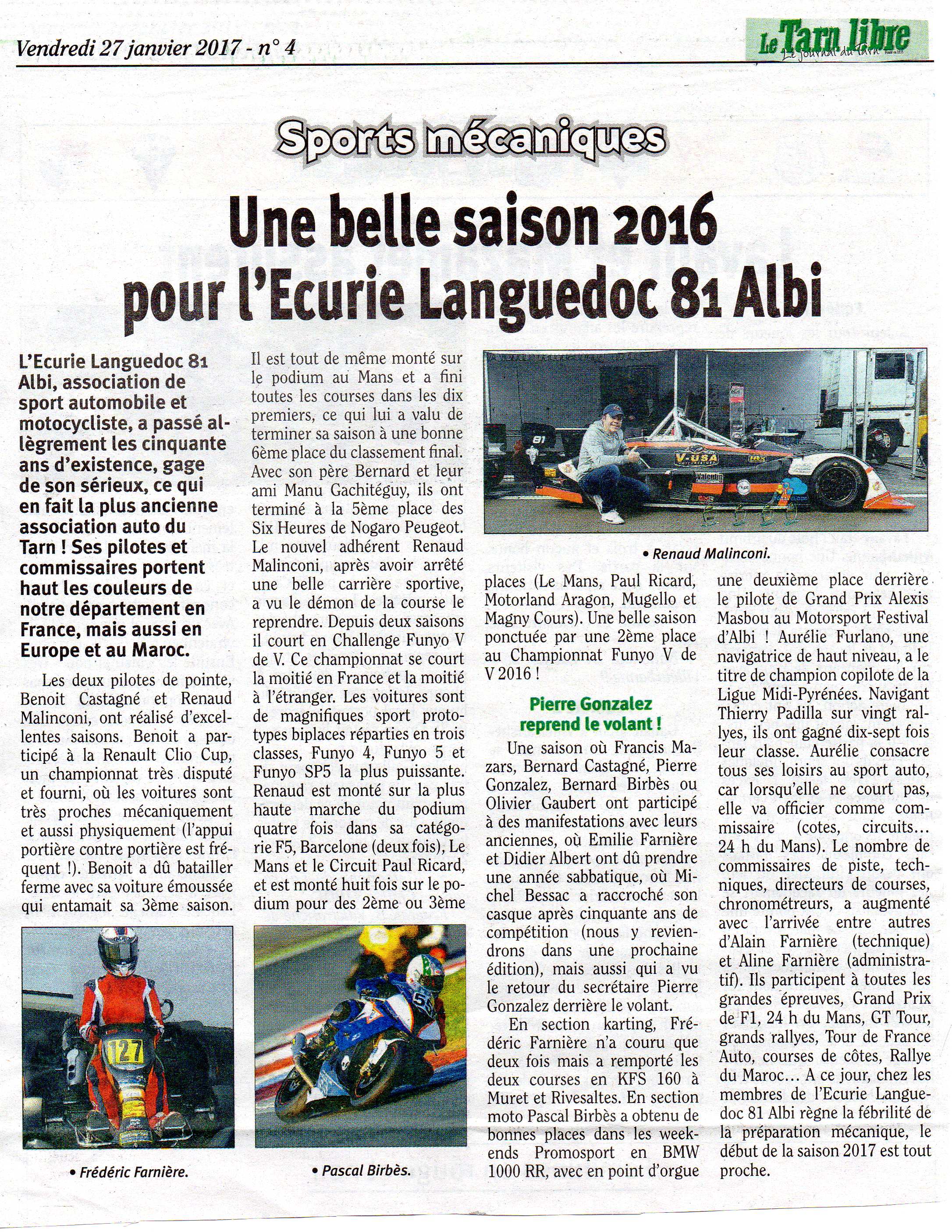 Bilan saison 2016 sur le Tarn Libre