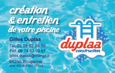 Carte commerciale duplaa piscine qu une face