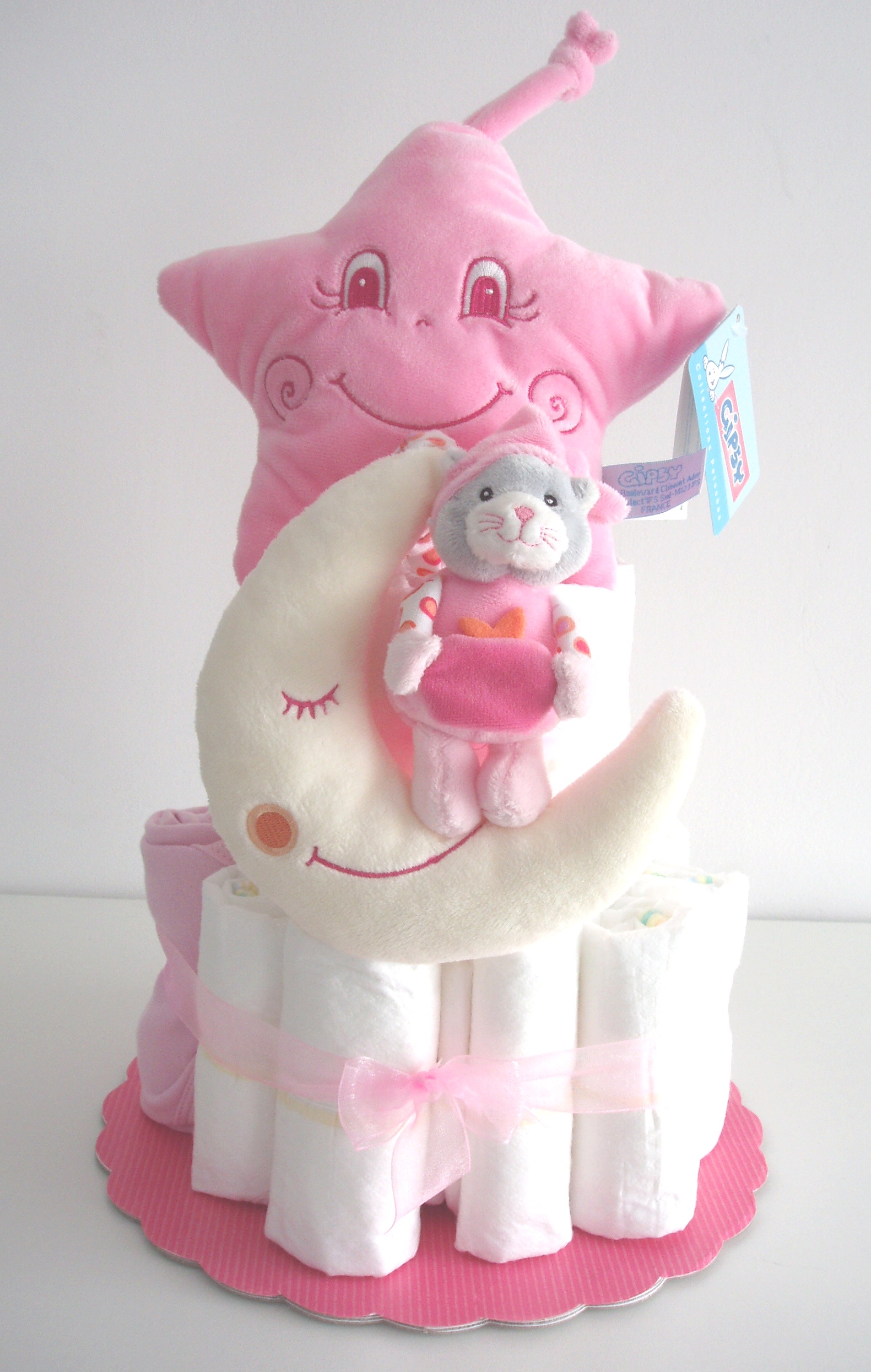 Gateau de langes rose boite musique