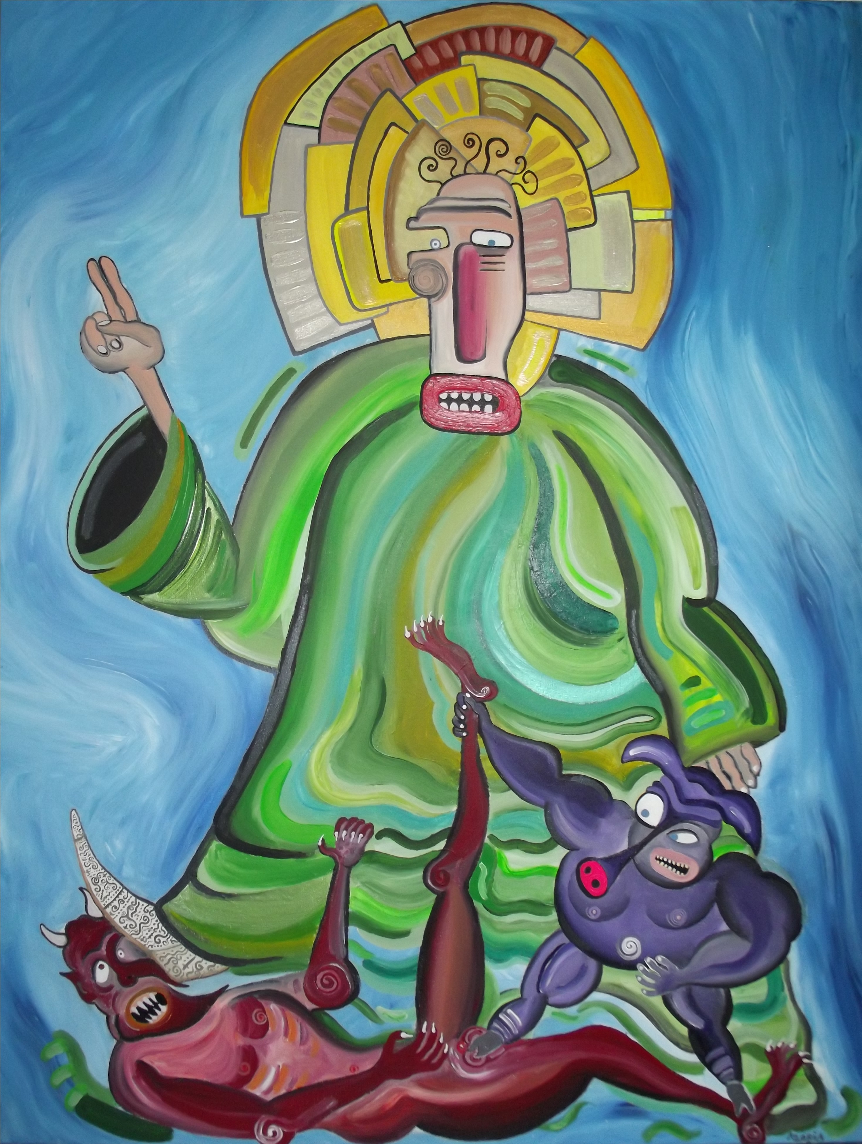 Saint antoine et son cochon declatant un demon