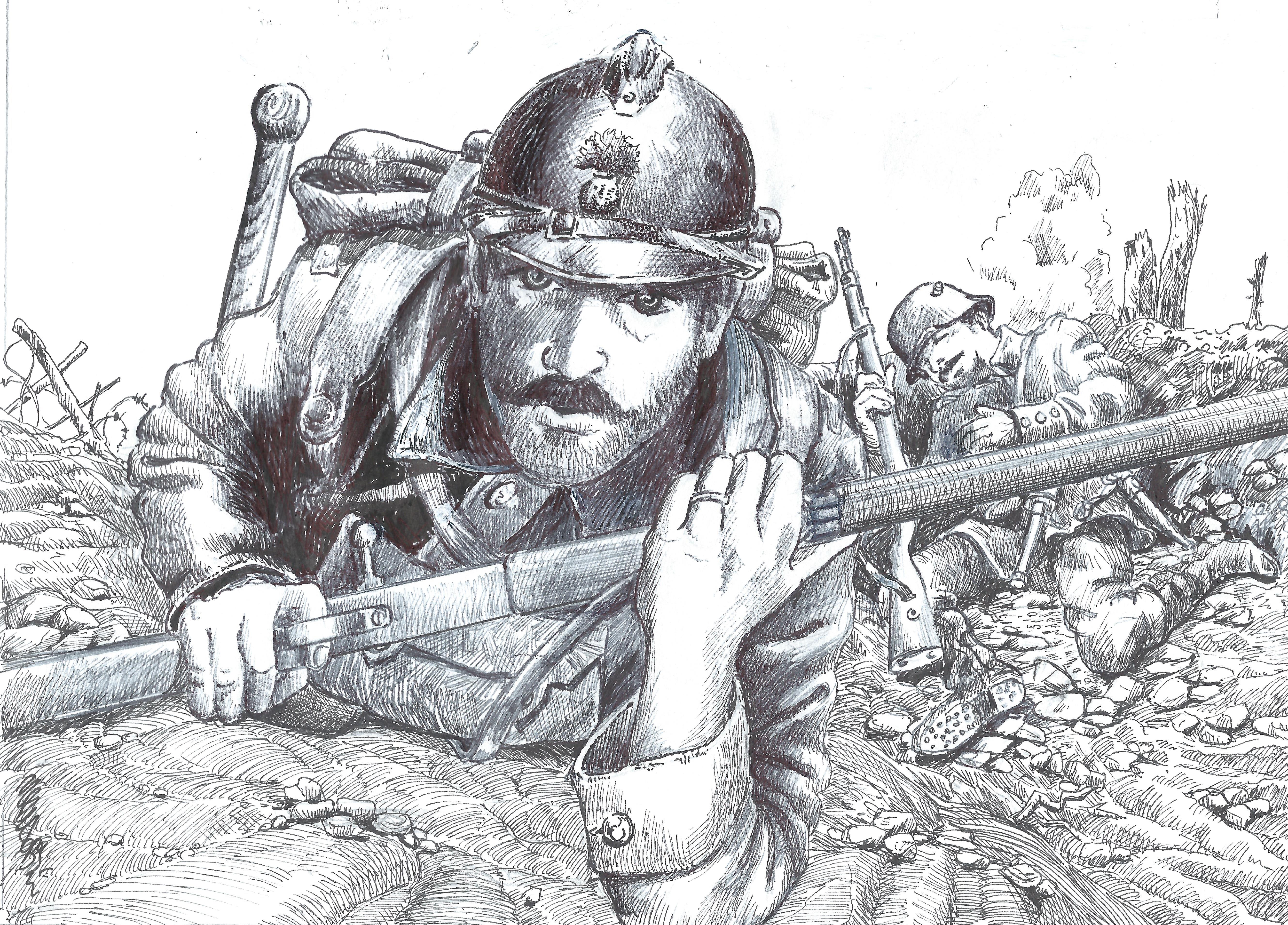 1917 Poilu couche 