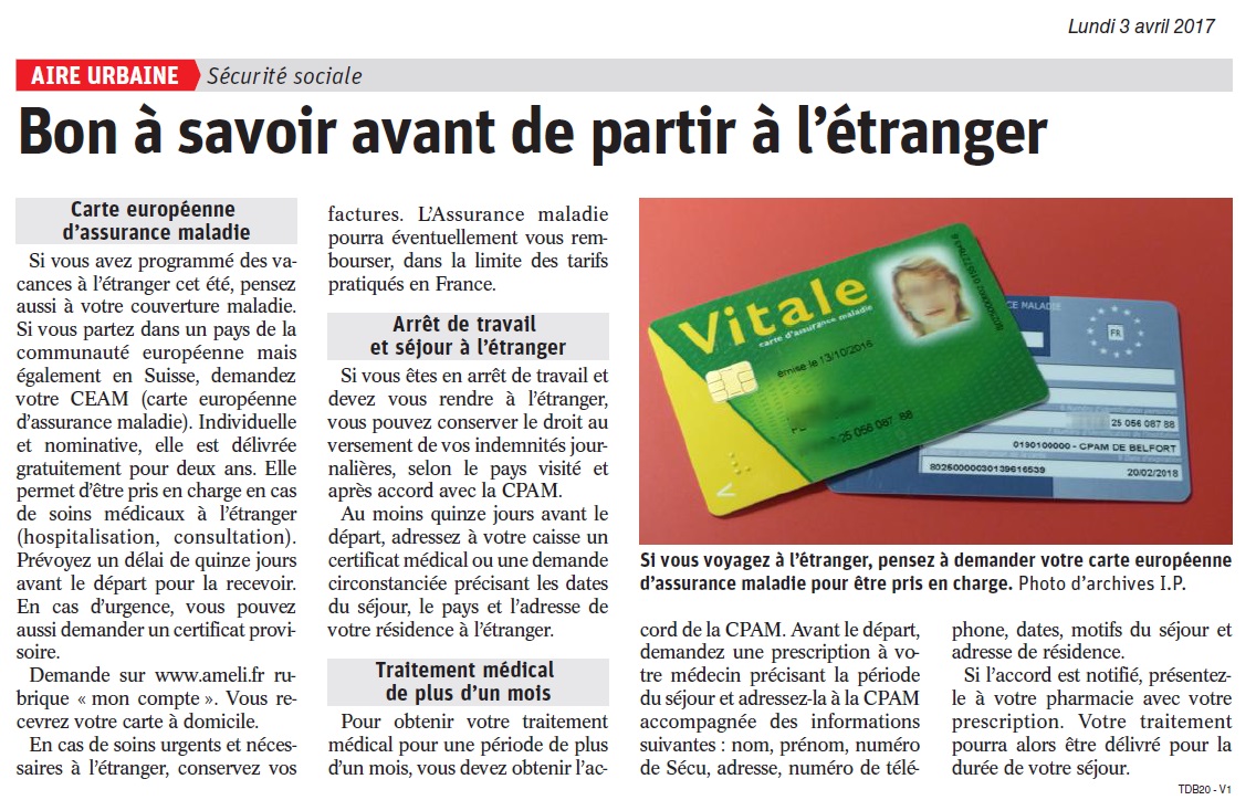 Aire urbaine Securite Sociale Bon a savoir avant de partir a l etranger