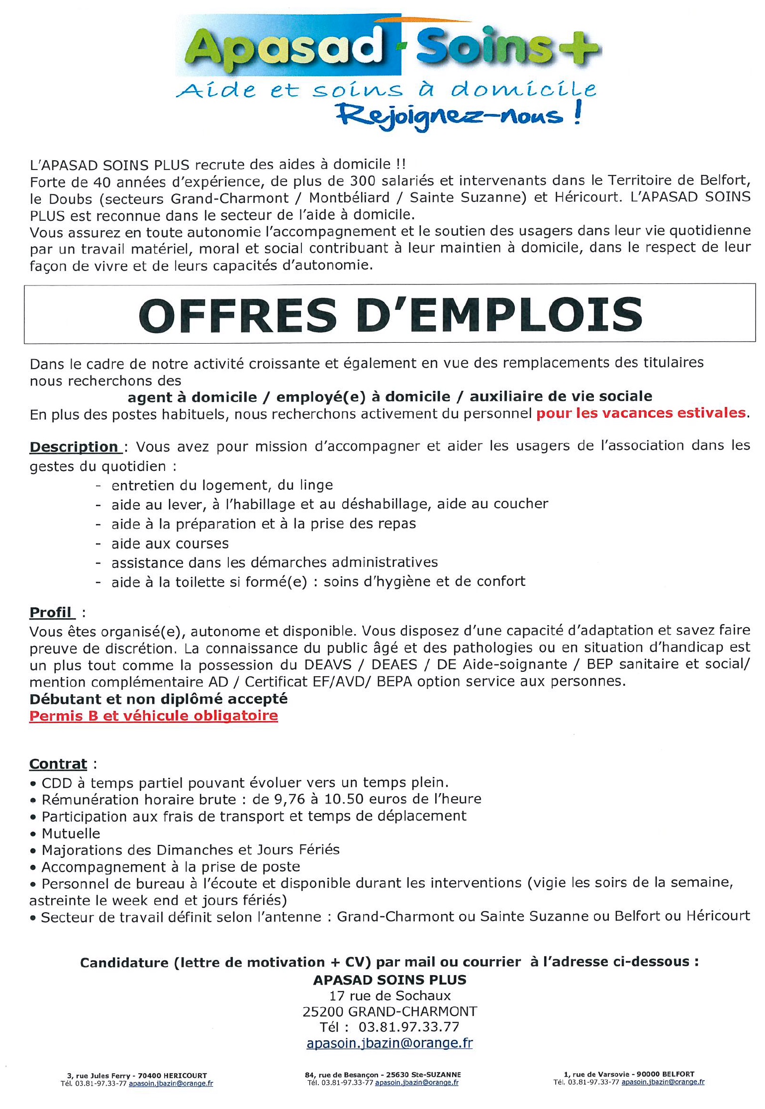 Apasad Offres d emplois