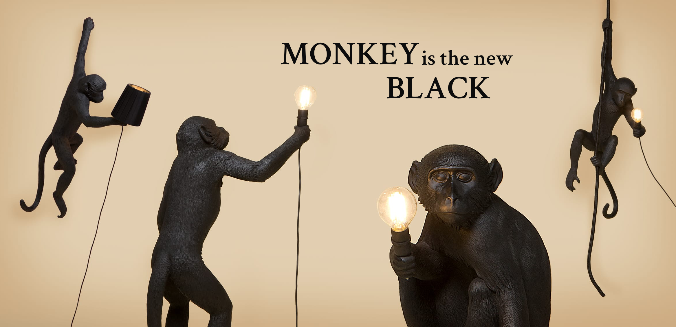 Singes lampes Monkey Black
Appliques, suspensions, à poser lampes de table. Utilisation intérieur/ extérieur 