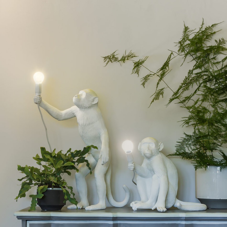 Lampes Singes blanc Seletti, en appliques, à poser ou à  suspendre. Utilisation intérieur uniquement