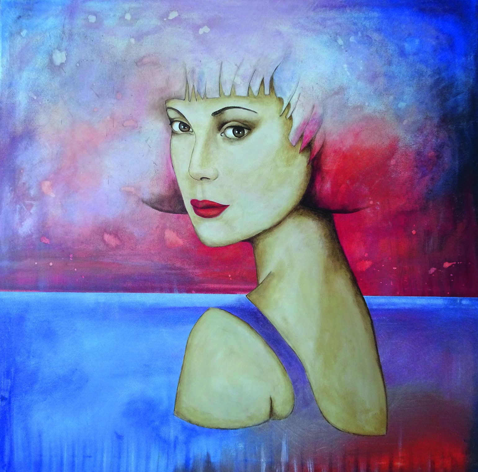 Rose kondrativ jalouse technique mixte sur toiles 80x80cm