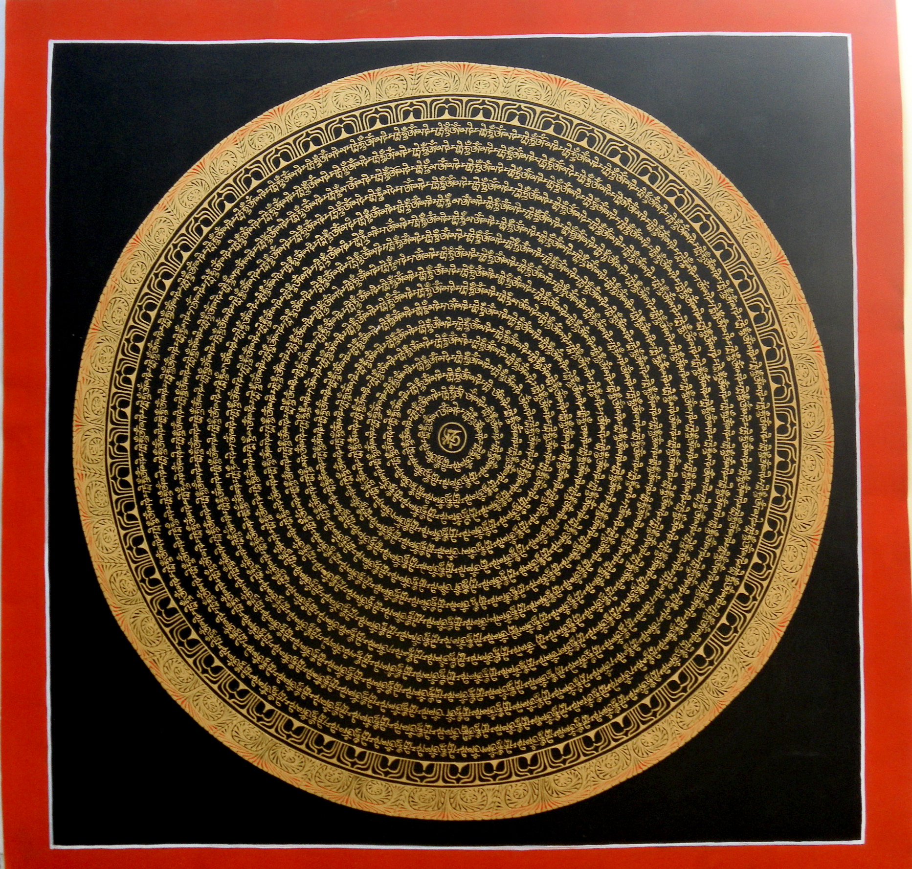 Mantra mandala noir et or 55x55cm