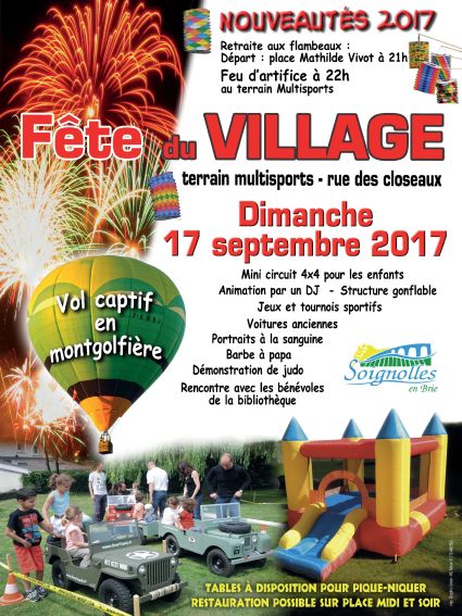 Affiche fete du village Soignolles en Brie 2017