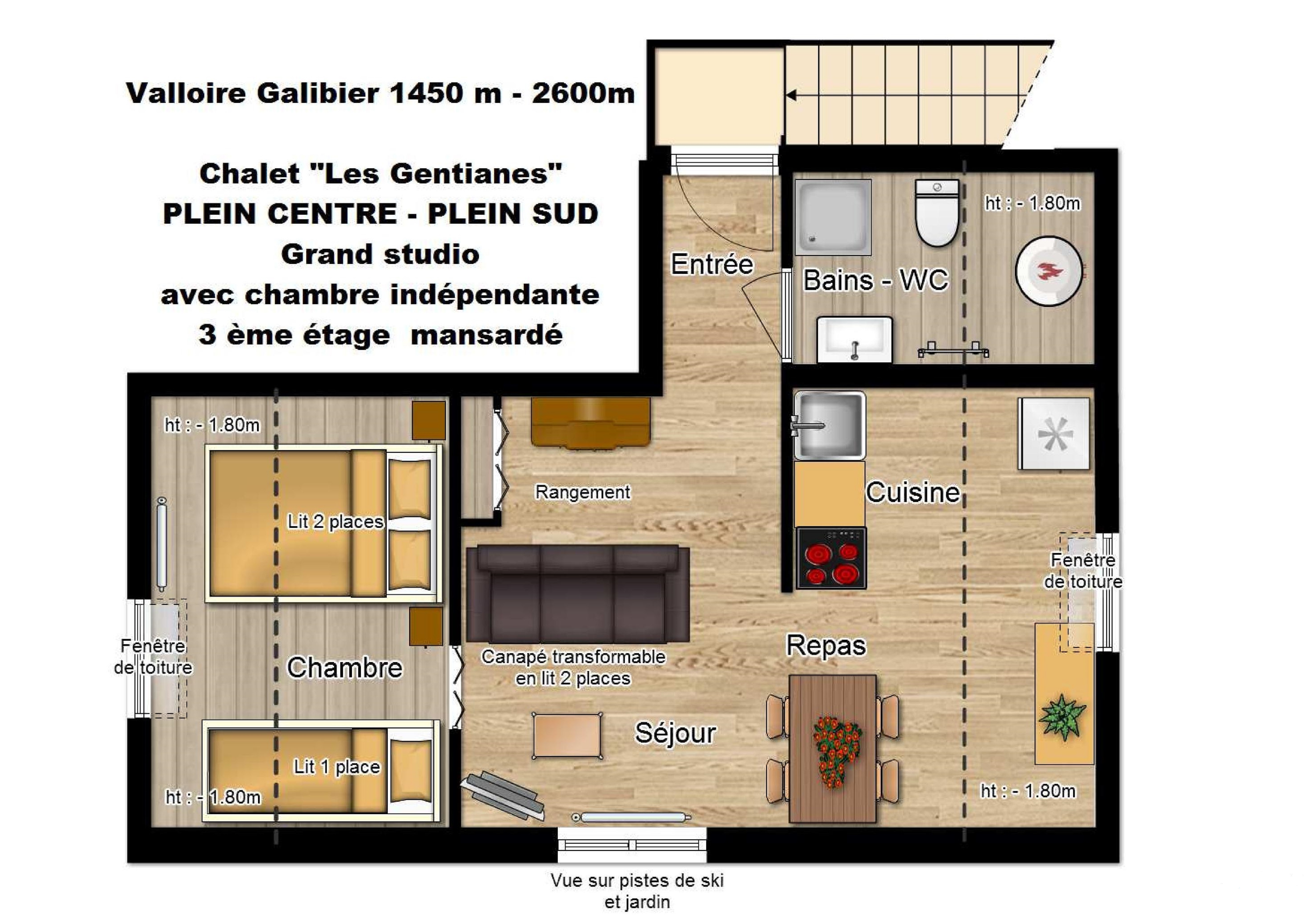 Plan studio agrandi et sans texte