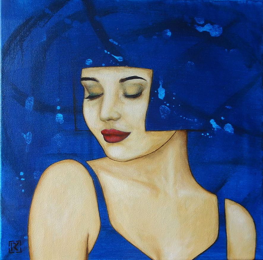 Rose kondrativ carre bleu 40x40cm