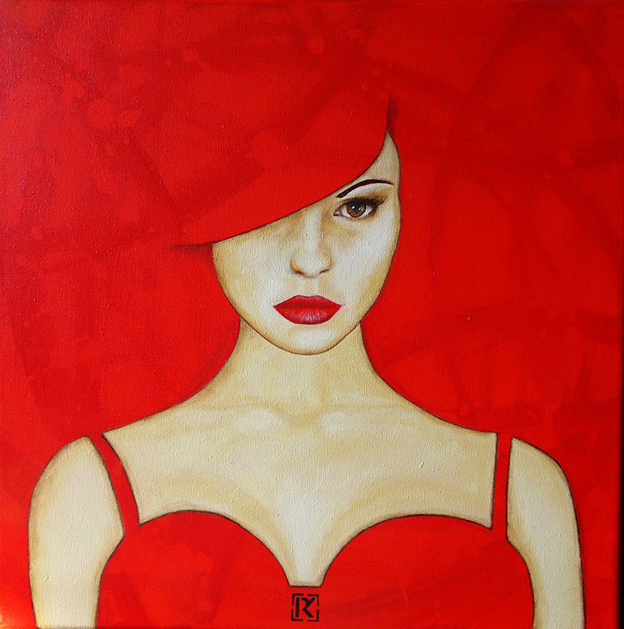 Rose kondrativ meche rouge 40x40cm