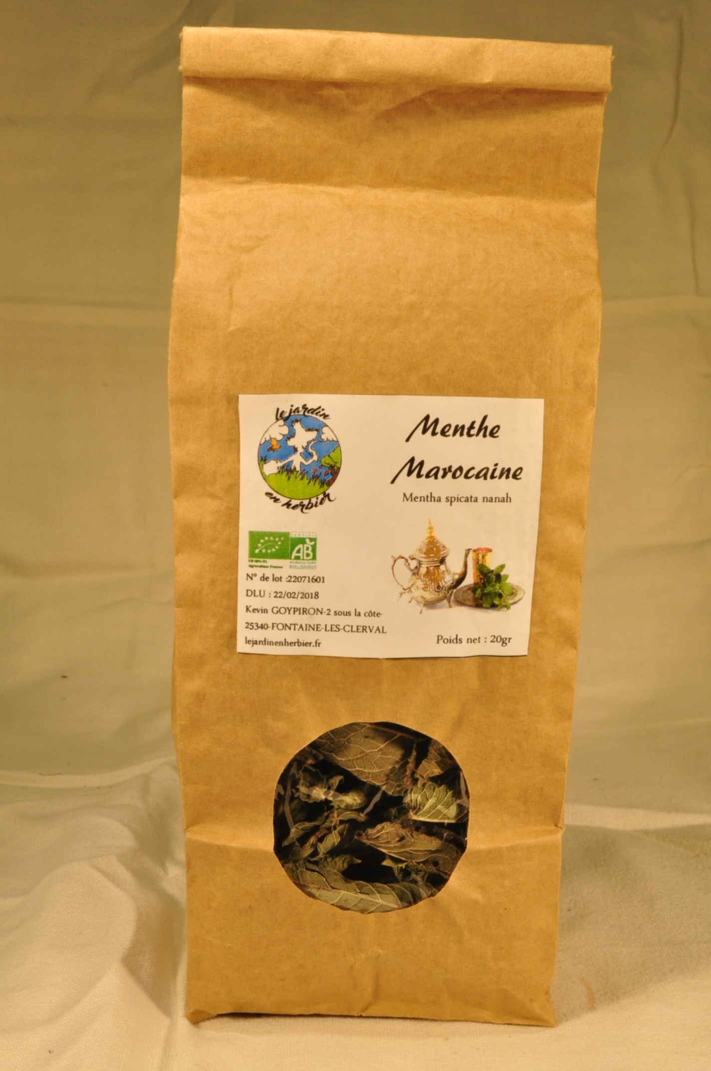 Tisane de menthe marocaine 
sachet de 20gr 