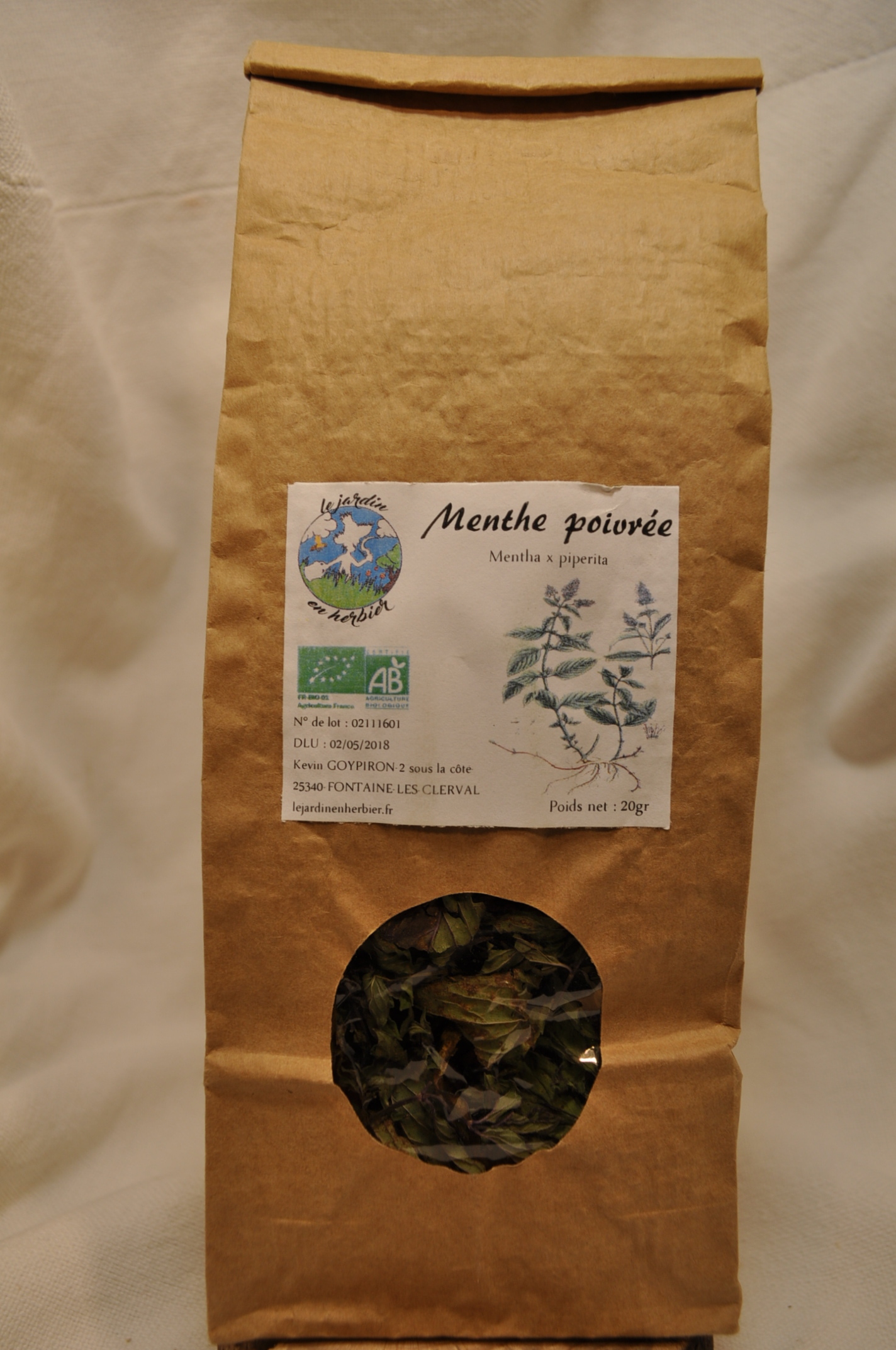 Tisane de menthe poivrée
Sachet de 20gr
