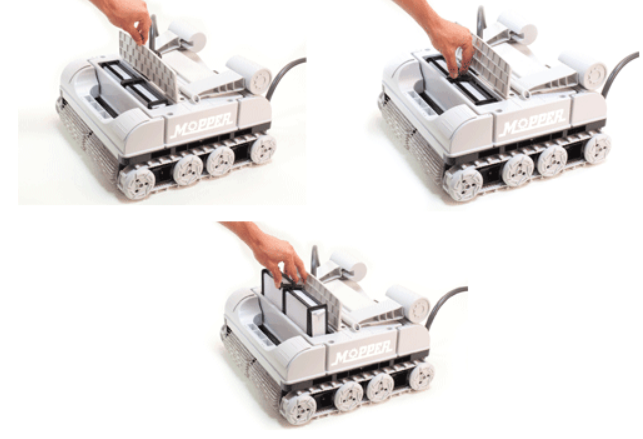 robot piscine mopper V3 2 cassette de filtration , 3 mode de n"nettoyage sol,sol et mur ,piscine sale . touts types de piscine même les plage immergée, fonctionne en au froide 1 degré.