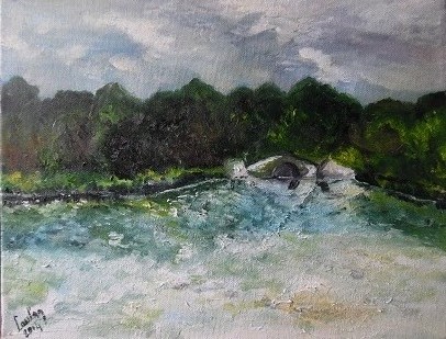 Petit pont Huile sur toile 27X35 120 