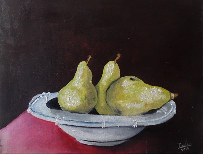 Trois morceaux en forme de poire Huile sur toile 35X27 120 