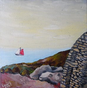 Ile d Elbe Acrylique sur toile 20X20 50 