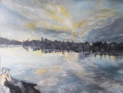 Solitude sur l etang Huile sur toile 65X50 470 