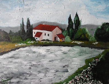 Paysage florentin Huile sur toile 30X24 90 