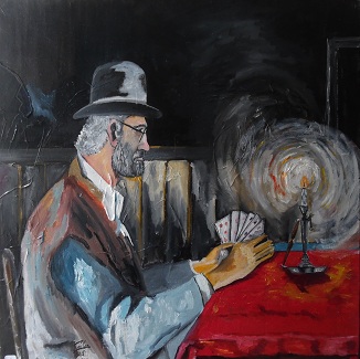 Dyptique d apres Les joueurs de carte Huile sur toile 60X120 870 