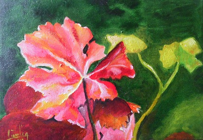 Feuilles de vigne Huile sur toile 19X27 70 