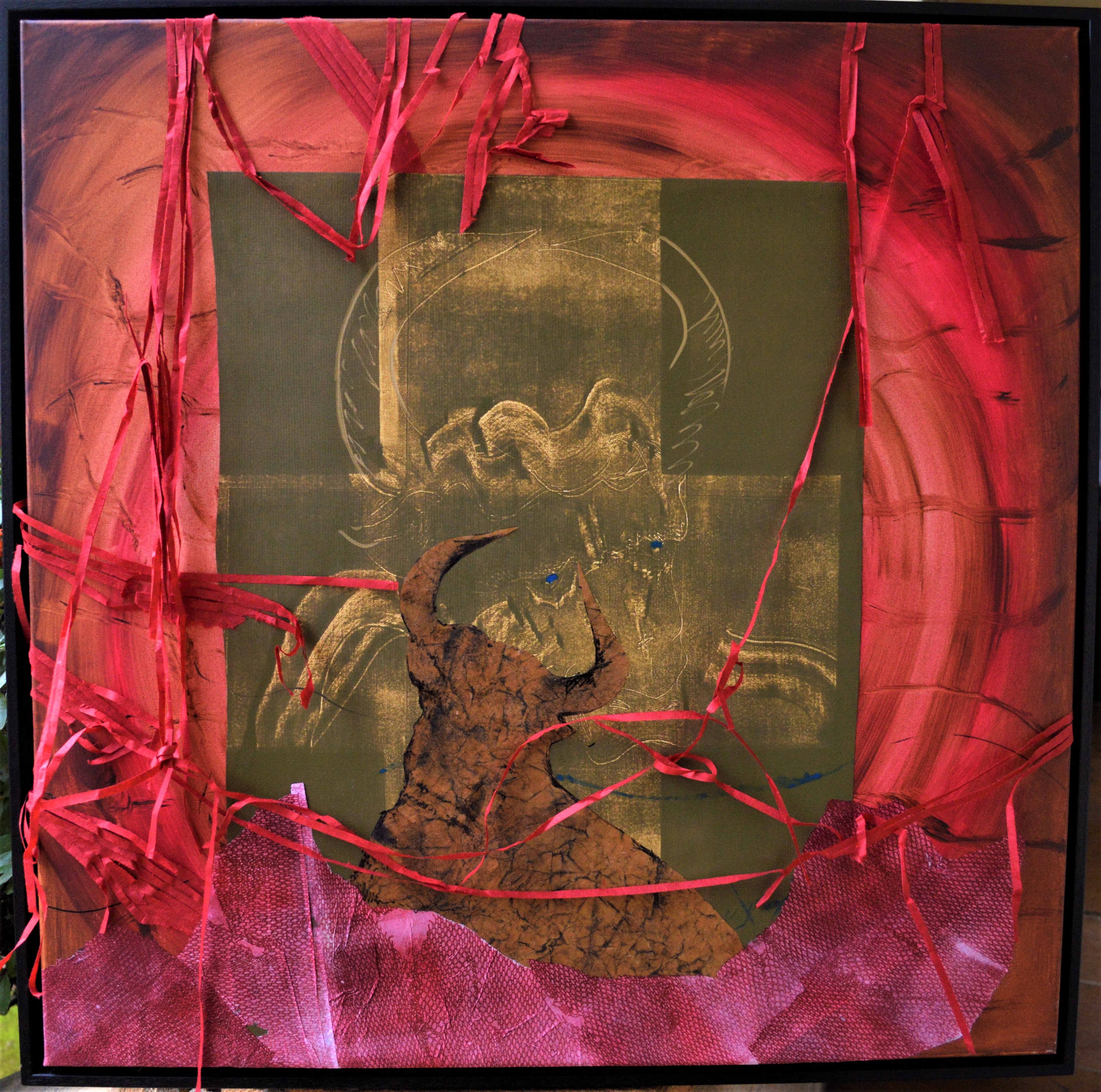 9 agnes joannard 2016 de sang collage sur toile 80x80 1sur1