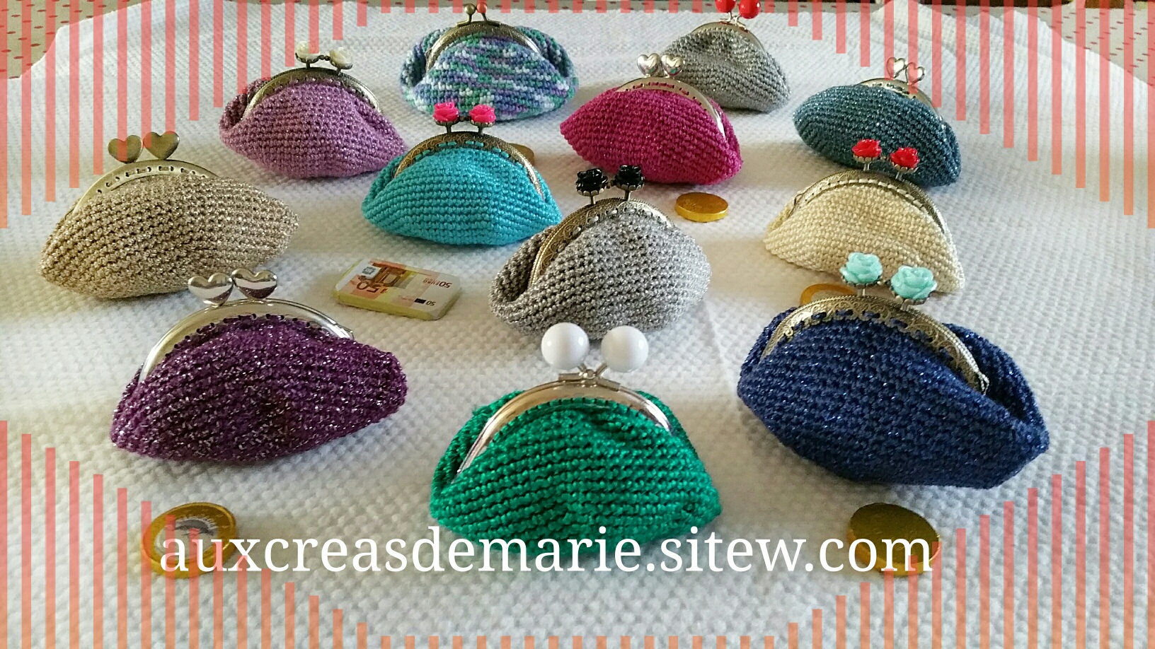 Portes monnaies coton simple 8euros, coton brillant 10 euros