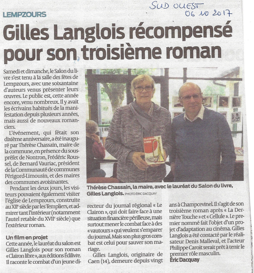 Article sud ouest 06 10 2017