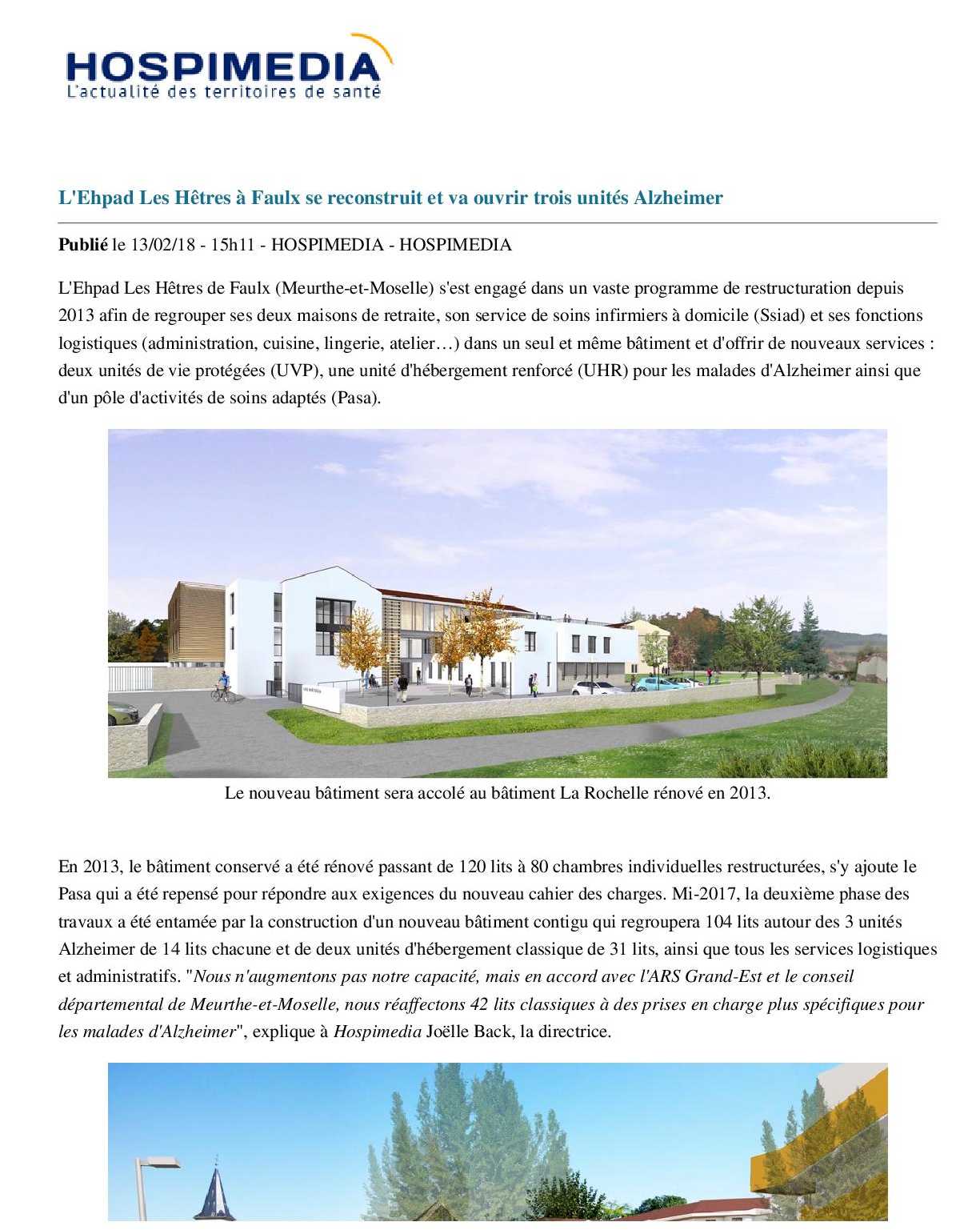 Article hospimedia fev 2018 travaux lr