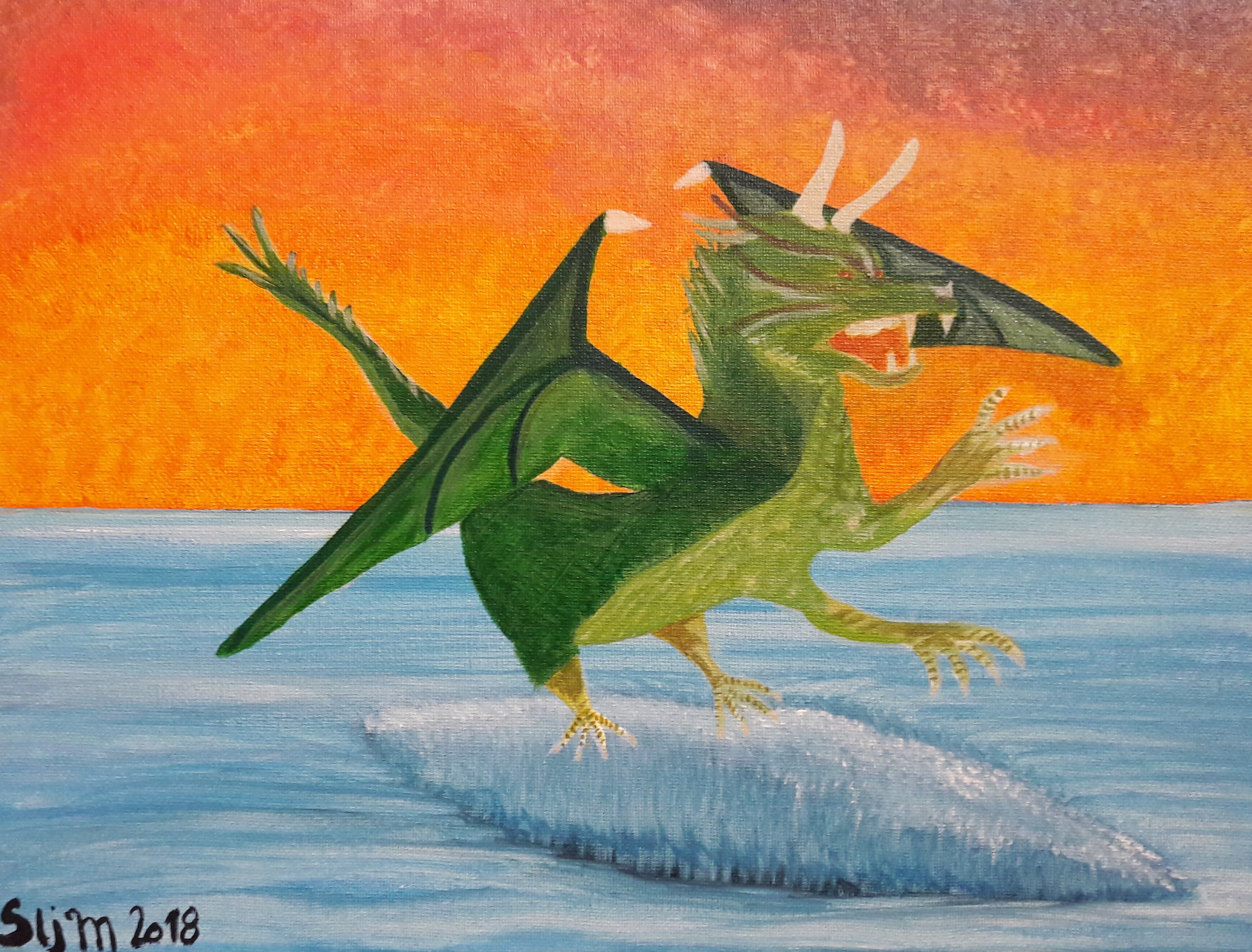 La Bête qui sort de l'abîme, 35 x 27, Acrylique sur toile