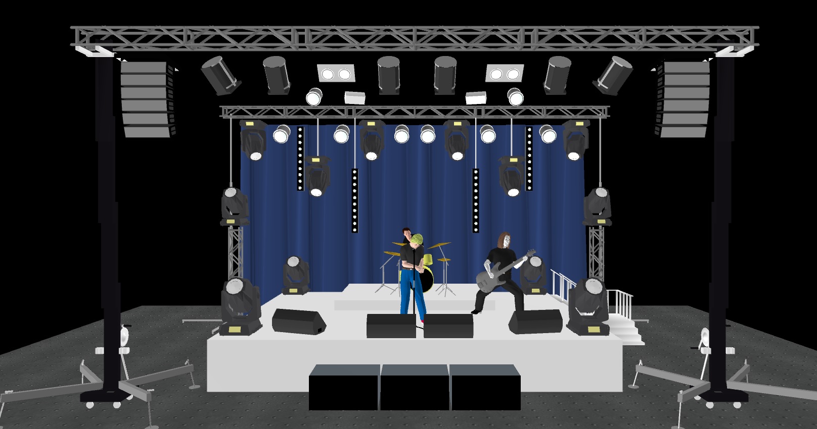 Exemple personnalisé : le groupe à demandé du volume avec une place au milieu pour y accrocher une cloche type ACDC