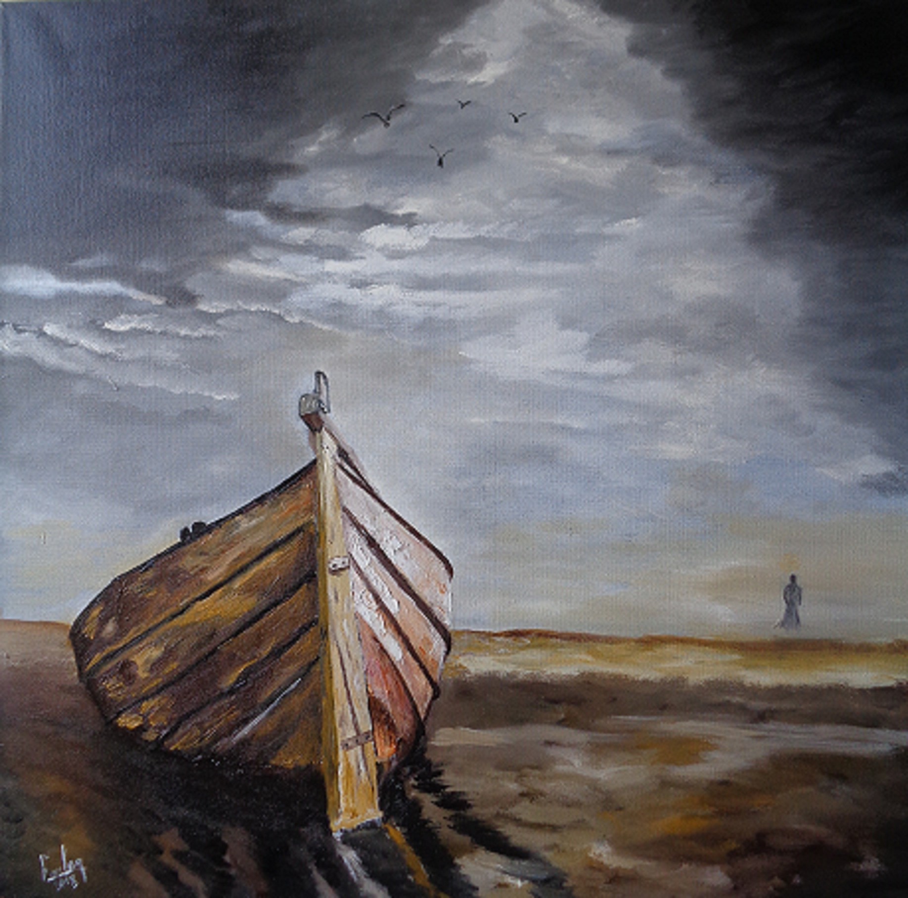 Echouage Huile sur toile 60X60 450 