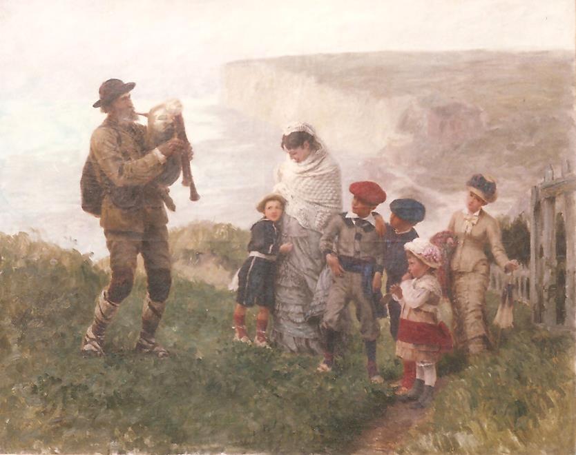 Edmond RUDAUX 1840 1908 joueur de cornemuse a Veules Peinture entre 1873 et 1880
