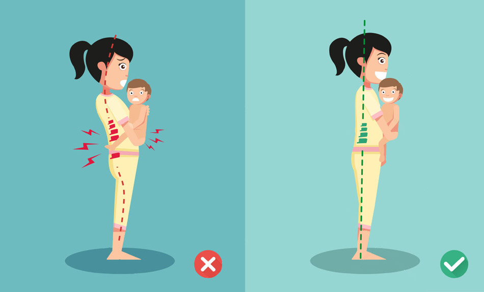 La postura corretta per tenere in braccio un bambino