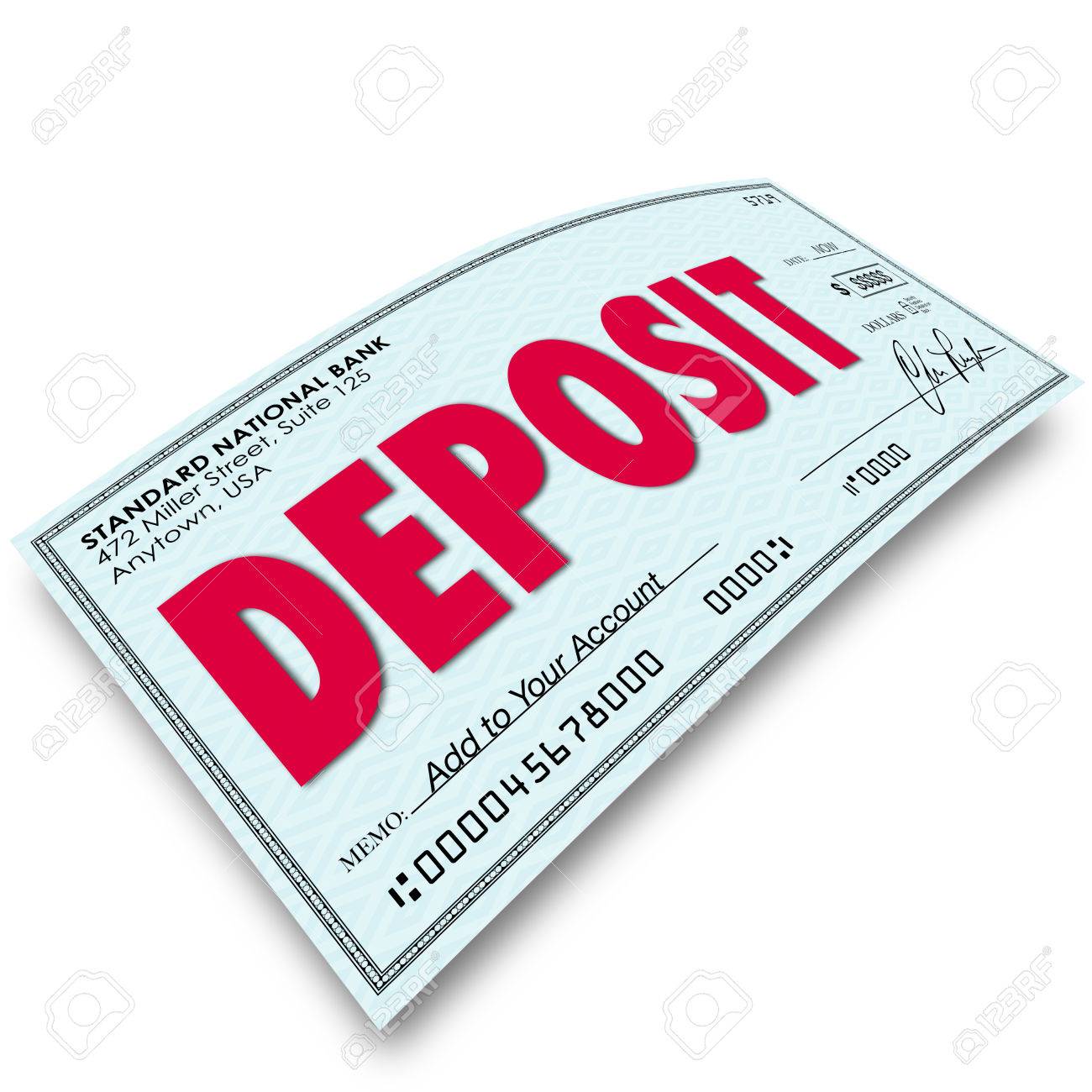 48781742 deposito palabra en un cheque para poner o la insercion de dinero o dinero en efectivo en su cuenta de aho