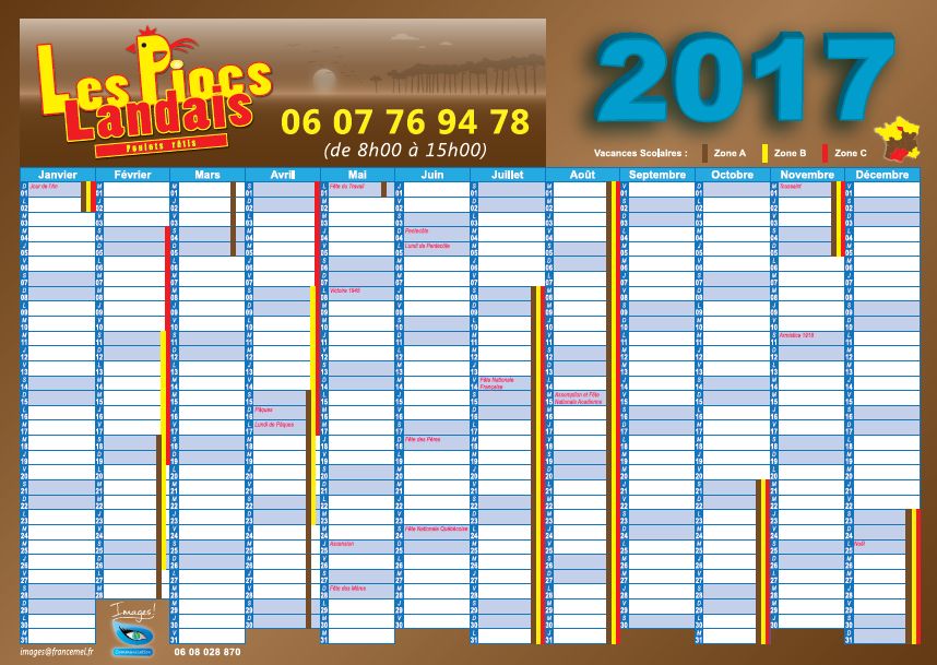 Calendrier recto les piocs landais